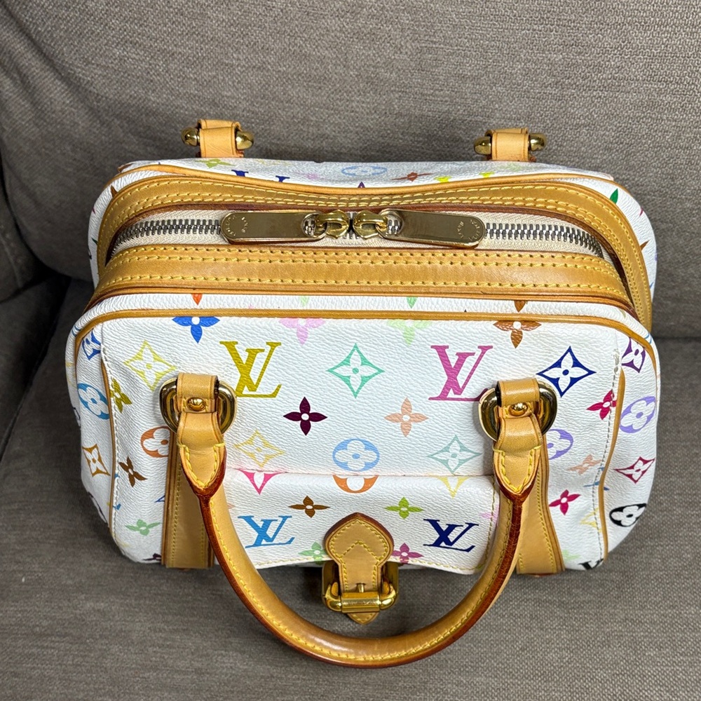 Louis Vuitton Priscilla White Multicolor Monogram Bag Vintage - Picture 14 of 15